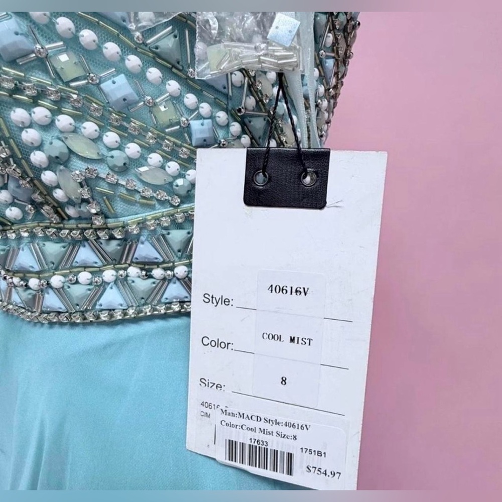 Mac Duggal Beaded Cool Mist Gown - Picture 8 of 9